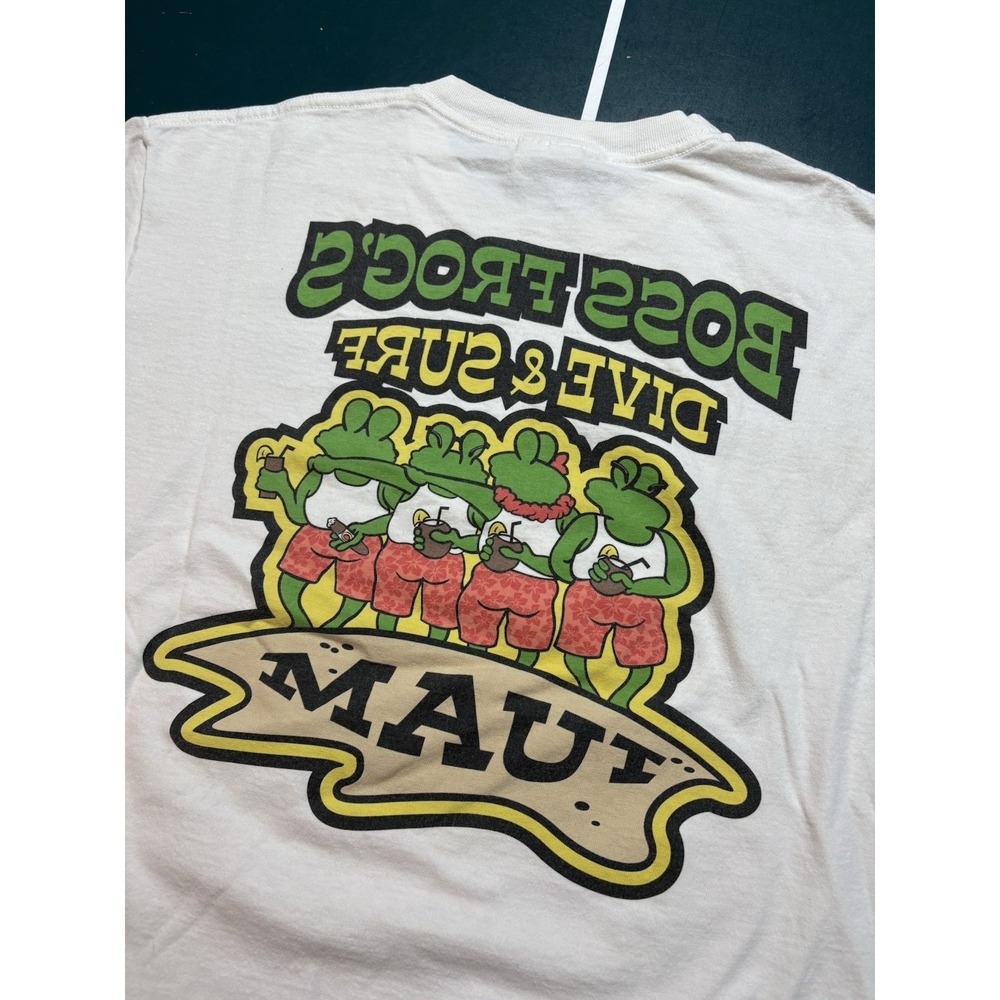Vintage Maui Boss Frog's‎ T Shirt Men's Large White Double Sided Graphic 90s - Picture 8 of 11